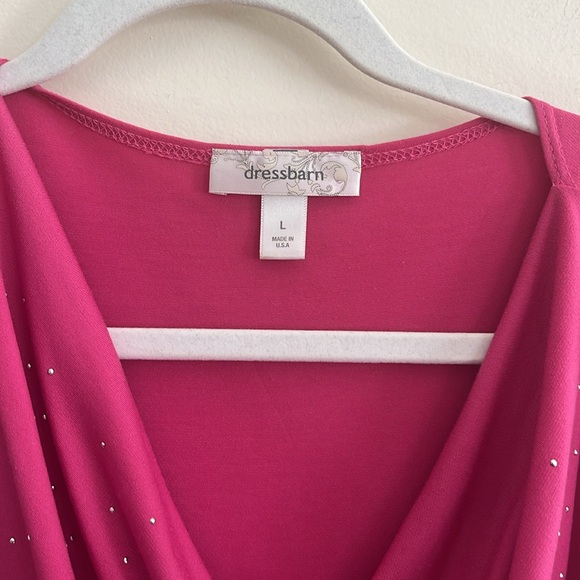 Vintage Dressbarn Glitter Top y2k Cowl Neck Vintage Pink Magenta mcBling L - Picture 2 of 6